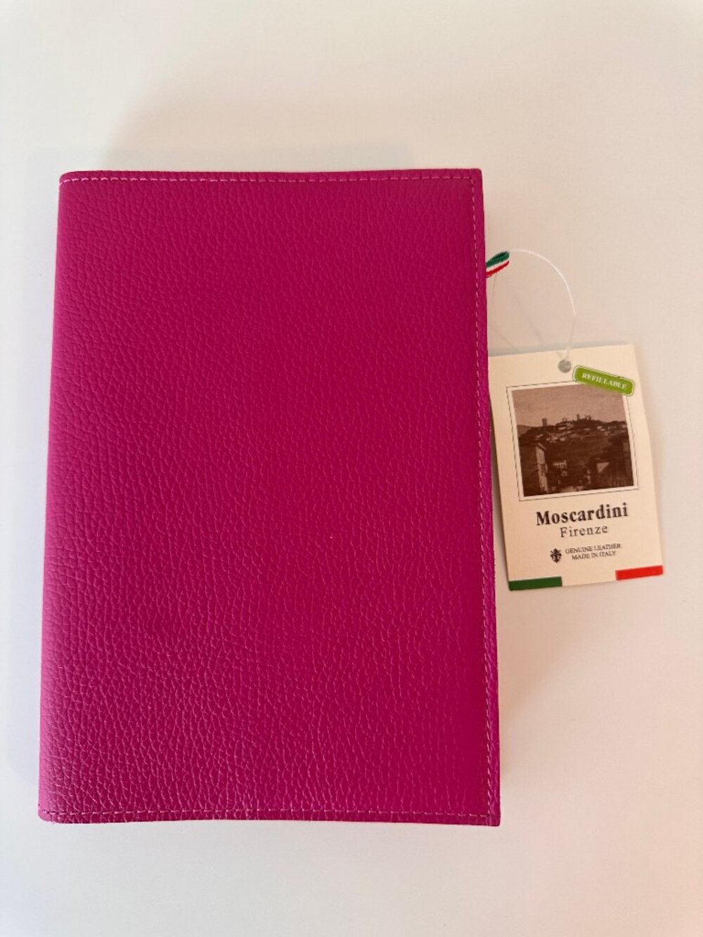 Pratesia Florence Magenta Pink Leather Traveler Journal Notebook 9" x 6"